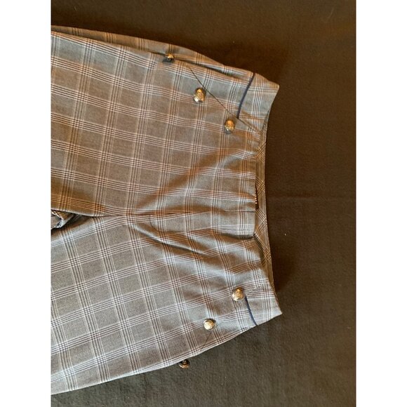 Plaid Womens Wide-Leg Pants By Roz & Ali Size 14 Grey & White Checkered Polyeste - Picture 9 of 11